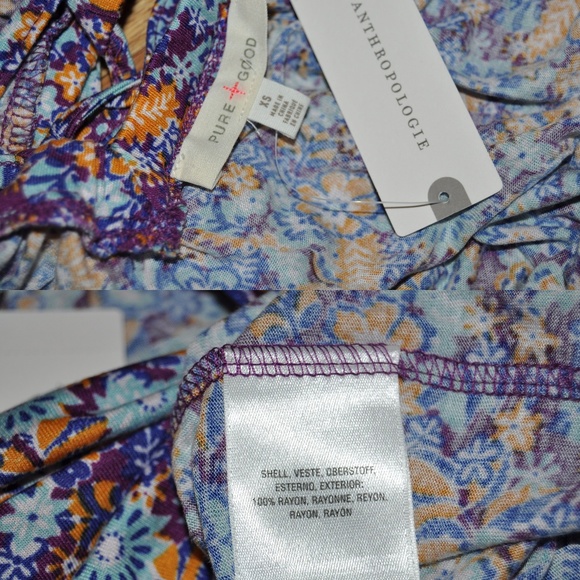 New PURE+GOOD Julian Tie-Sleeve Top NWT Floral - Picture 8 of 8